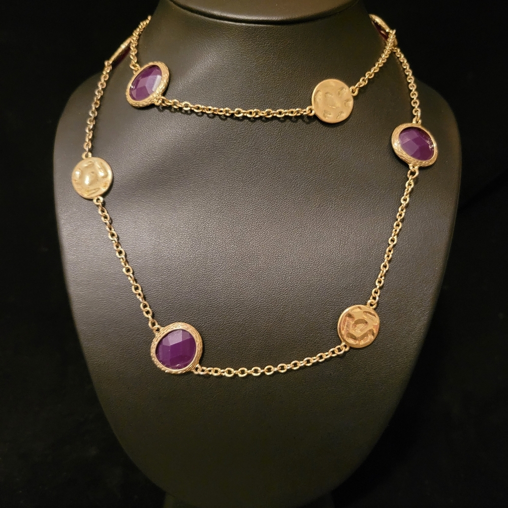 Estate Erica Lyons Purple Faceted Lucite  Necklace